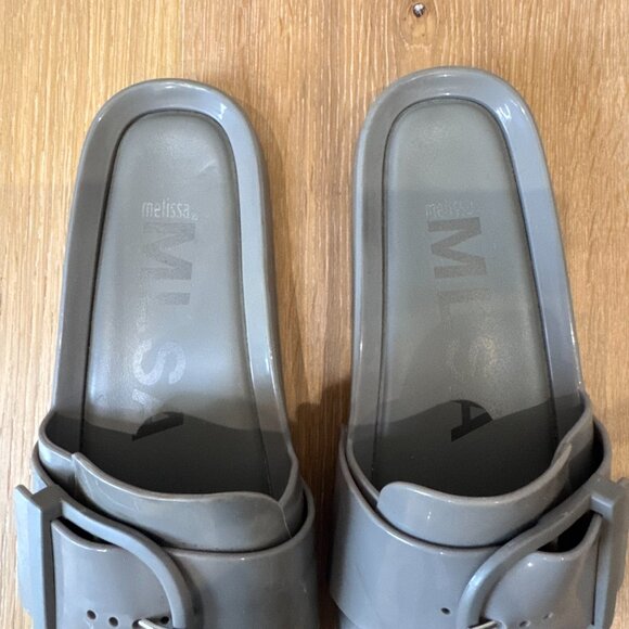 Melissa Beach Slide IV Sandals | Putty Taupe Buckle Slides | Size 6 | Minimalist - Picture 7 of 14